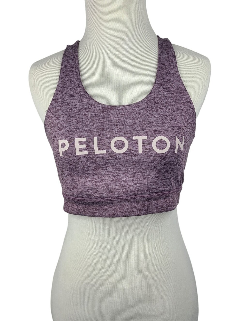 Peloton Heathered Purple Strappy Racerback Sports Bra W/Logo Women's Size Medium
